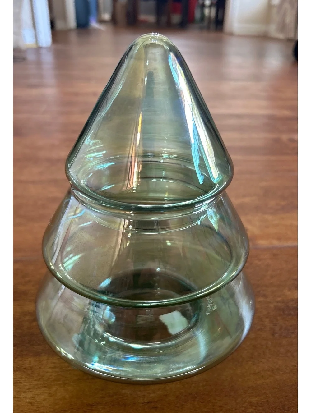 Handmade Green Glass Tree Shaped Container with Lid